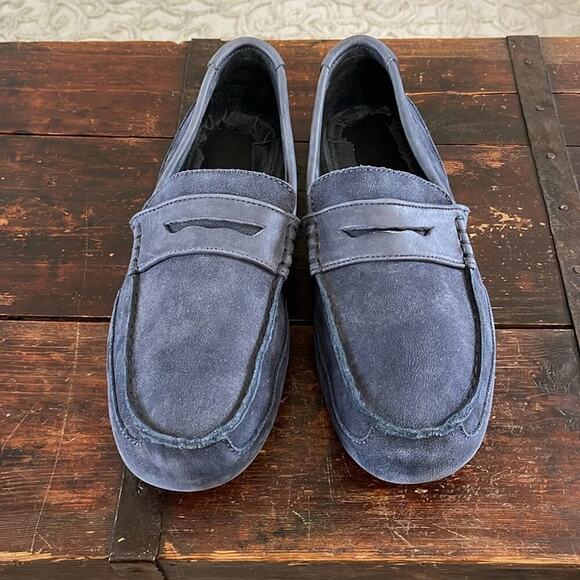 Men's Ugg Navy Nubuck Leather Slip On Driving Moccasin Loafers Size 11 - Picture 4 of 7